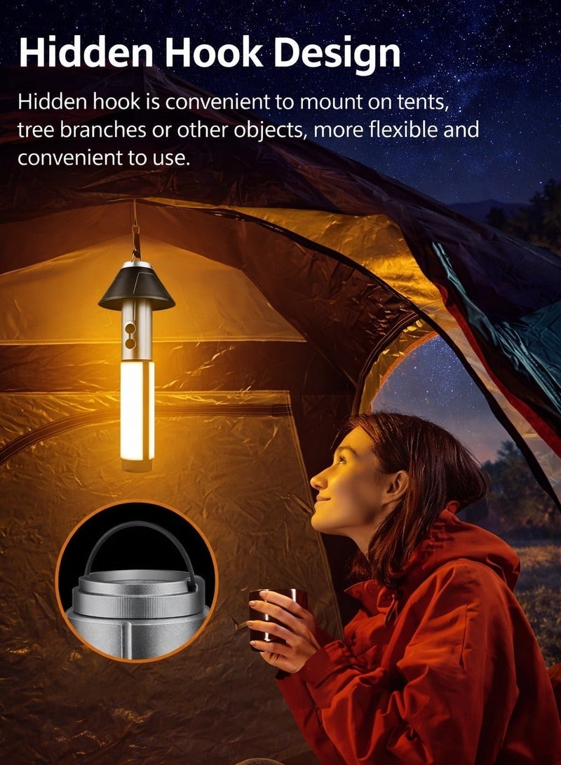 ARNOTEC Multifunctional Telescopic Camping Light & Flashlight 2-in-1, 270° Adjustable Warm Light Lantern, 4-Section Extendable Pole 51.8cm, White Laser Core + 54 LEDs, Type-C Rechargeable, 3000mAh, Detachable Lampshade, Outdoor Portable Light - Image 2